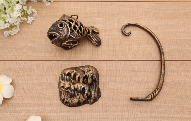 Cast Iron Fish Lamp Aromatherapy Stove Personality Retro Iron Art Candlestick Pendant Accessories and Decorations Creative Gift