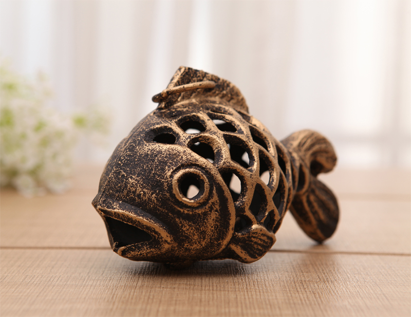 Cast Iron Fish Lamp Aromatherapy Stove Personality Retro Iron Art Candlestick Pendant Accessories and Decorations Creative Gift