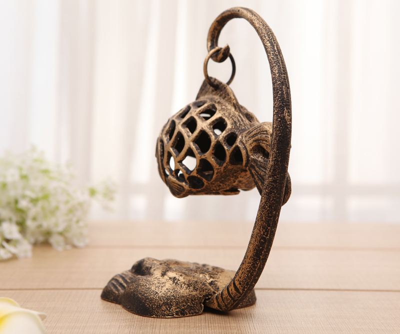 Cast Iron Fish Lamp Aromatherapy Stove Personality Retro Iron Art Candlestick Pendant Accessories and Decorations Creative Gift