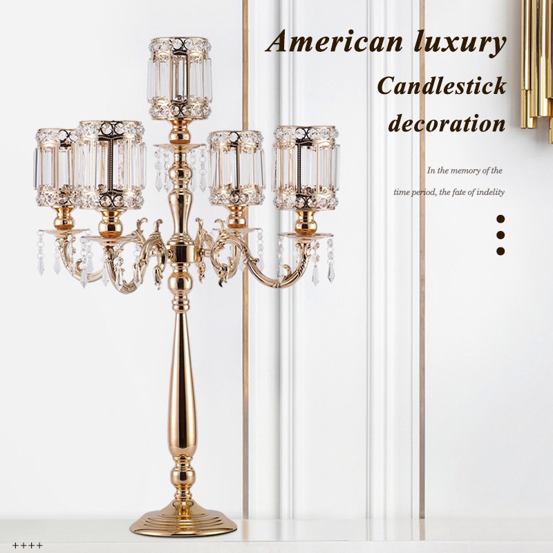 Hotel Decoration Vase Wedding Crystal Candlestick European Style Candle Cup Flower Stand Creative Home Living Room