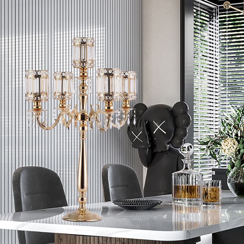 Hotel Decoration Vase Wedding Crystal Candlestick European Style Candle Cup Flower Stand Creative Home Living Room