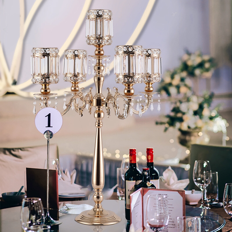 Hotel Decoration Vase Wedding Crystal Candlestick European Style Candle Cup Flower Stand Creative Home Living Room