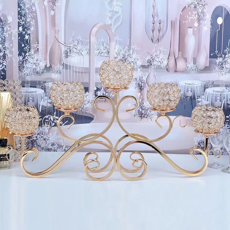 Hotel Decoration Vase Wedding Crystal Candlestick European Style Candle Cup Flower Stand Creative Home Living Room