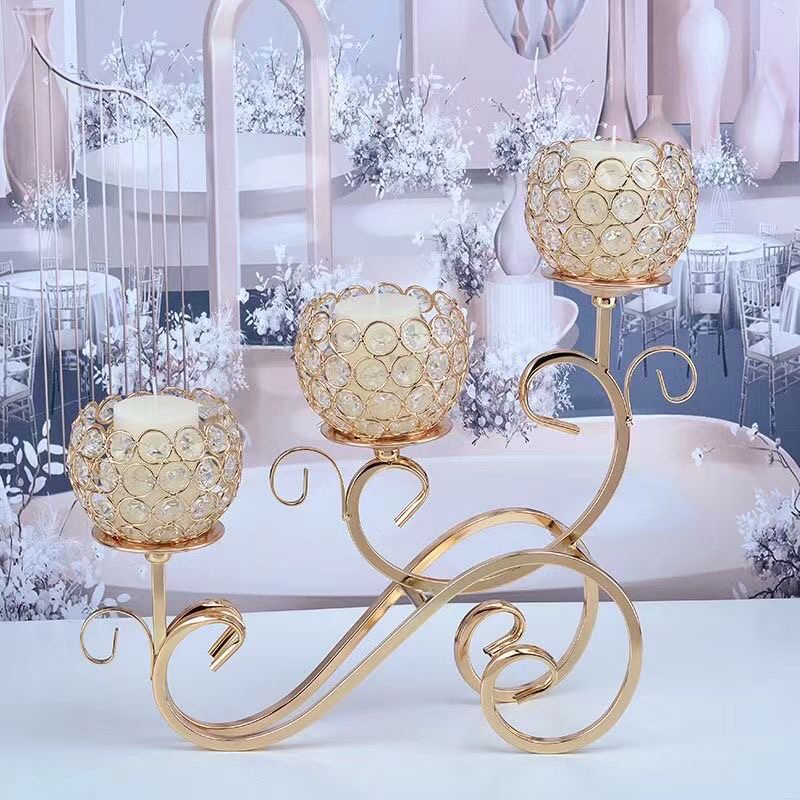 Hotel Decoration Vase Wedding Crystal Candlestick European Style Candle Cup Flower Stand Creative Home Living Room