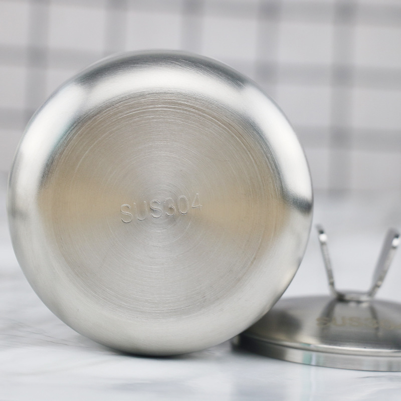 304 Thickened Stainless Steel Spice Jar round Pepper Oil Sugar Salt Spice Kitchen Seasoning Tank Kitchen Supplies