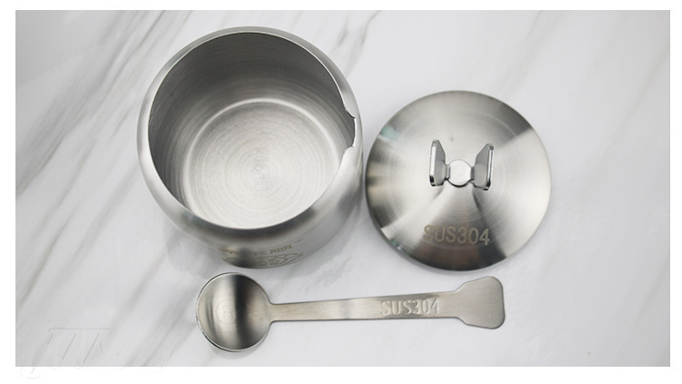 304 Thickened Stainless Steel Spice Jar round Pepper Oil Sugar Salt Spice Kitchen Seasoning Tank Kitchen Supplies