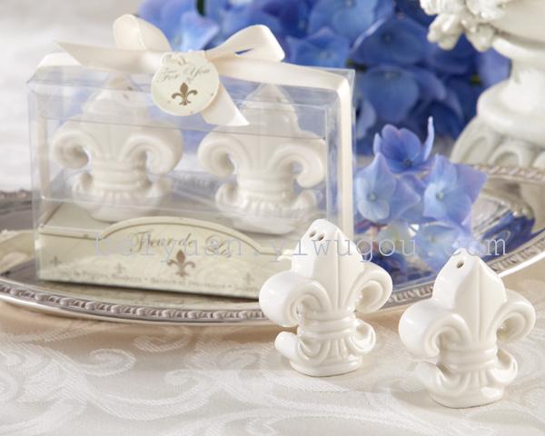 Wedding favors of Fleur-de-Lis Ceramic Salt &amp; Pepper Shakers