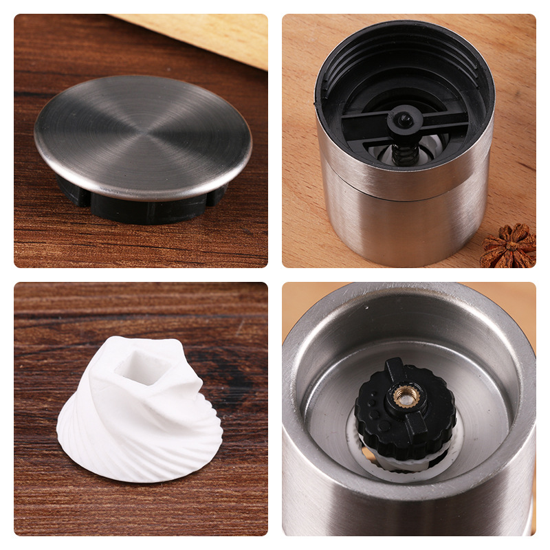 Stainless Steel Manual Pepper Grinder Household Portable Sea Salt Black Pepper Double-Headed Grinder