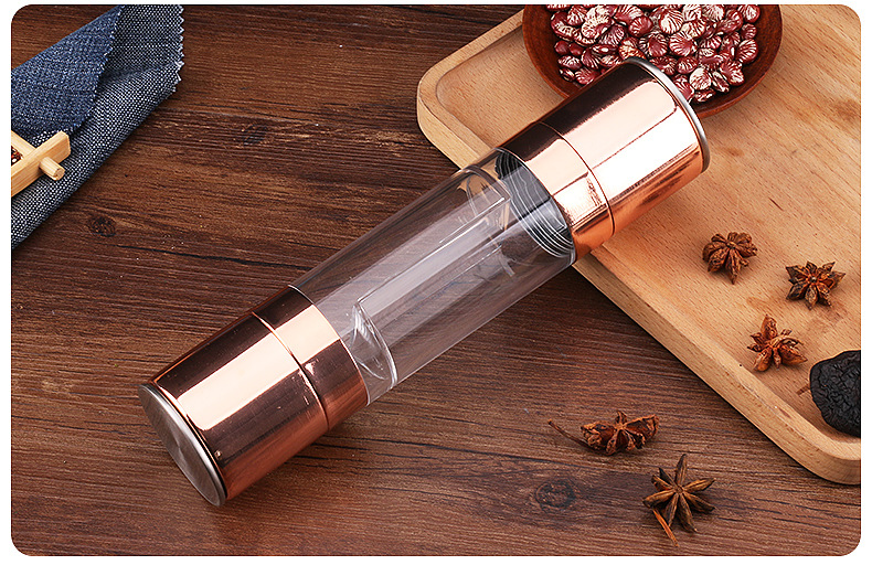 Stainless Steel Manual Pepper Grinder Household Portable Sea Salt Black Pepper Double-Headed Grinder