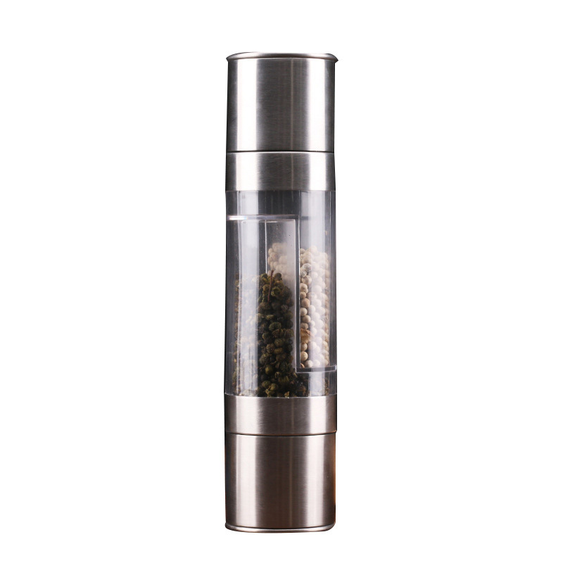 Stainless Steel Manual Pepper Grinder Household Portable Sea Salt Black Pepper Double-Headed Grinder