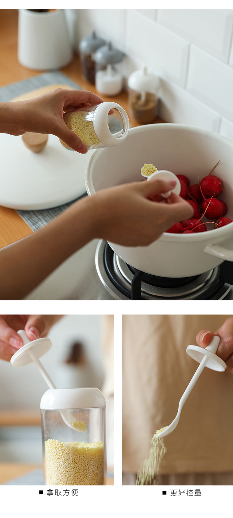 TM Simple New Kitchen round Seasoning Jar with Spoon Spice Jar Pepper Seasoning Box Home Salt Shaker Grinding TM Simple New Kitchen round Seasoning Jar with Spoon Spice Jar Pepper Seasoning Box Home Salt Shaker Grinding