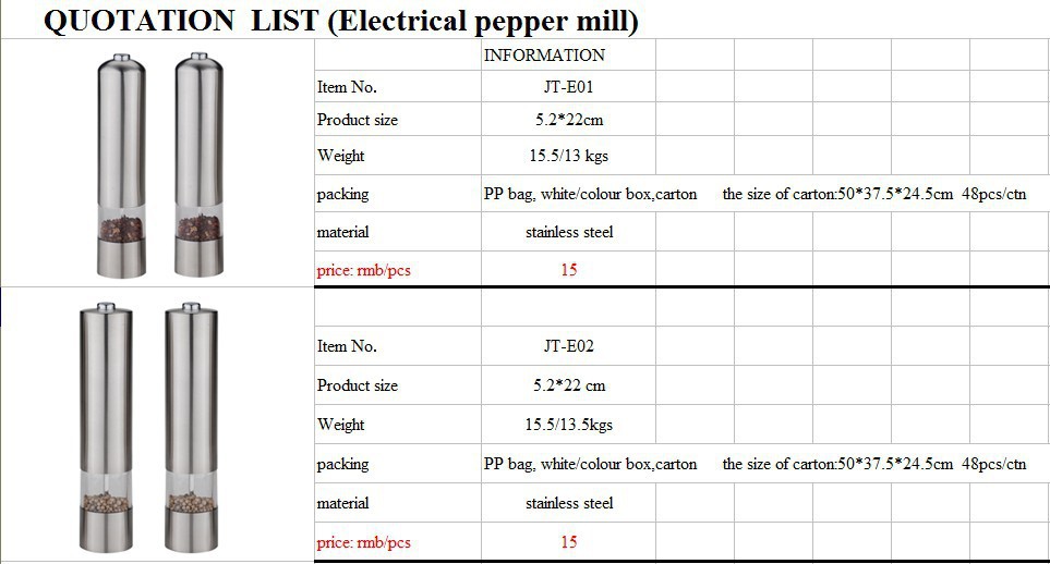 Electric stainless steel, pepper and salt the grinder ceramic core pepper mill spot