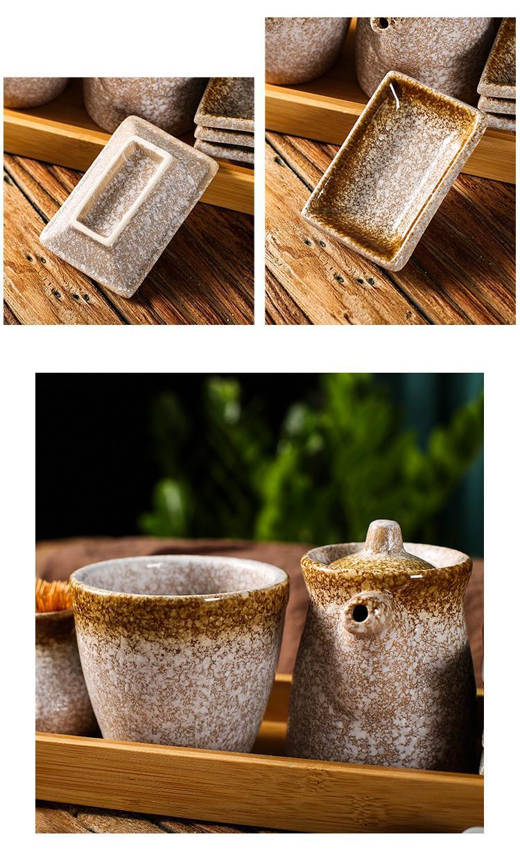 Japanese-Style Restaurant Commercial Ceramic Salt Jar Pepper Jar Soy Sauce Bottle Small Vinegar Pot Seasoning Jar Combination Set Seasoning Box