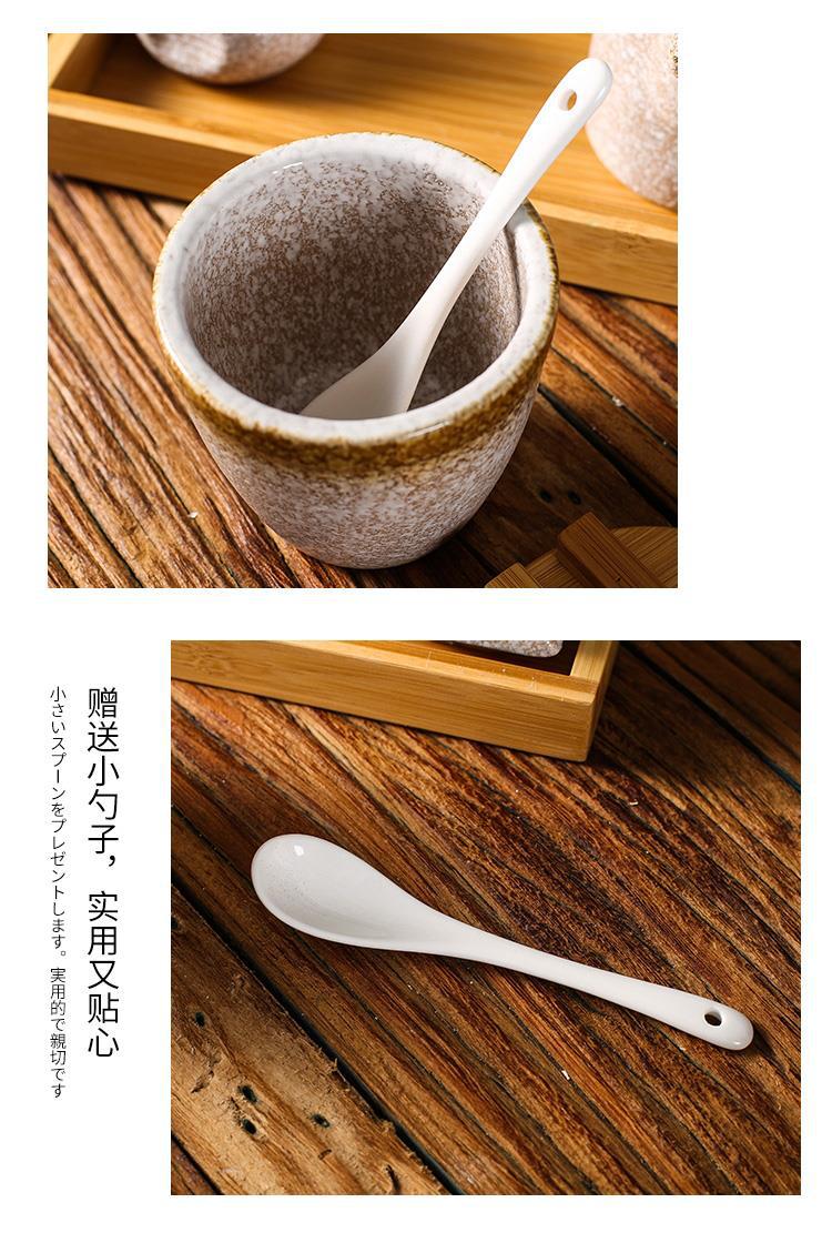 Japanese-Style Restaurant Commercial Ceramic Salt Jar Pepper Jar Soy Sauce Bottle Small Vinegar Pot Seasoning Jar Combination Set Seasoning Box