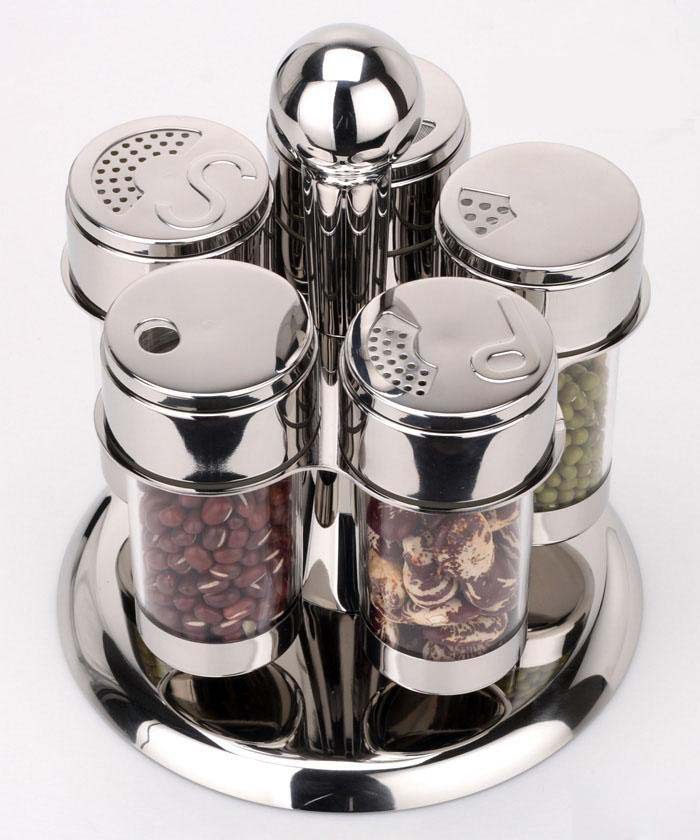 Wholesale 304 stainless steel four - head seasoning shaker set of soy sauce vinegar pepper salt shaker with handle
