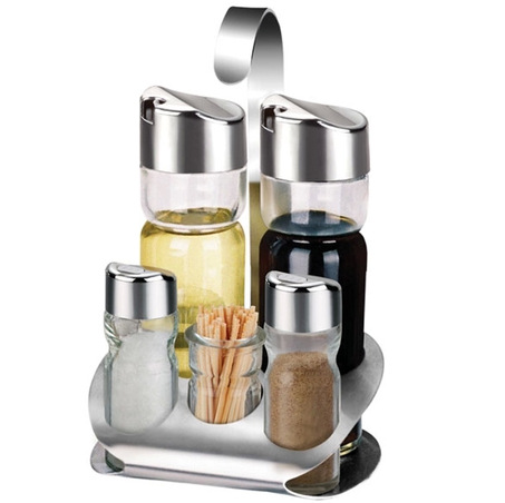 Wholesale 304 stainless steel four - head seasoning shaker set of soy sauce vinegar pepper salt shaker with handle