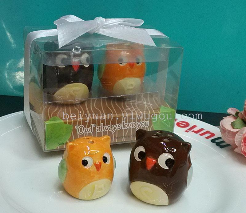Unique wedding gifts and baby shower favors Owl Always Love You Bird Ceramic Salt and Pepper Shakers