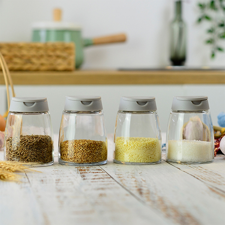 Double-Opening Seasoning Bottle Glass BBQ Seasoning Bottle Household Kitchen Pepper Salt Jar Seasoning Bottle Seasoning Can Set