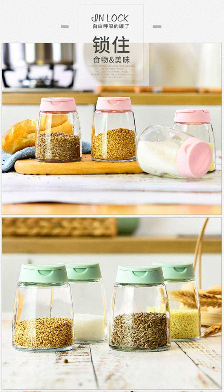 Double-Opening Seasoning Bottle Glass BBQ Seasoning Bottle Household Kitchen Pepper Salt Jar Seasoning Bottle Seasoning Can Set