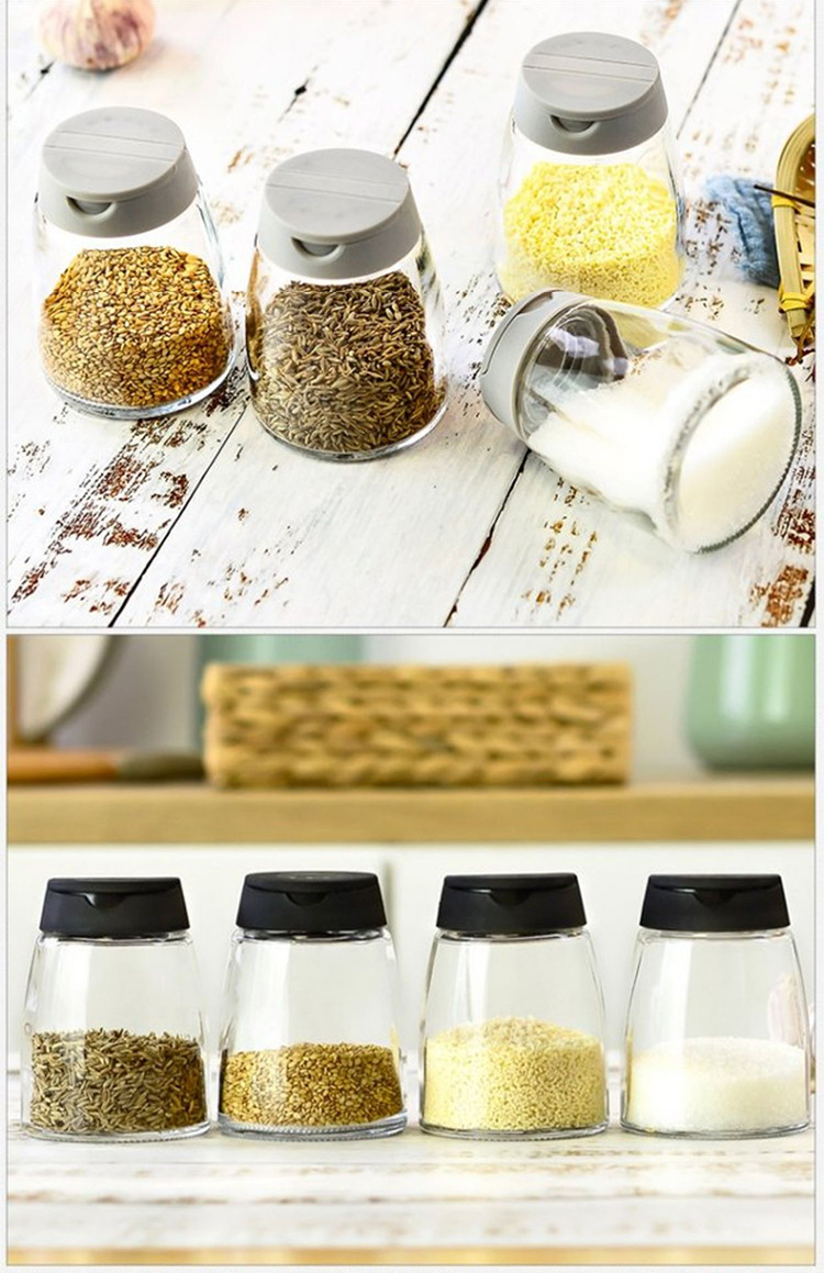 Double-Opening Seasoning Bottle Glass BBQ Seasoning Bottle Household Kitchen Pepper Salt Jar Seasoning Bottle Seasoning Can Set