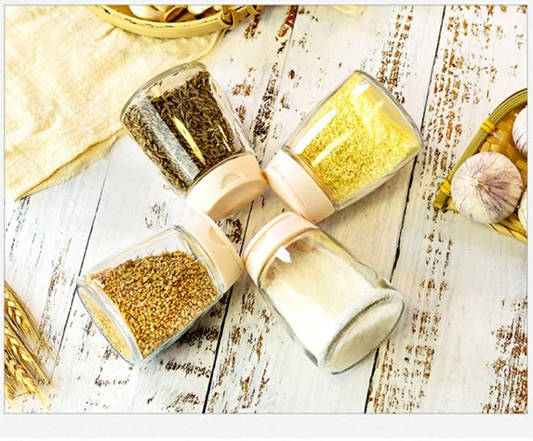 Double-Opening Seasoning Bottle Glass BBQ Seasoning Bottle Household Kitchen Pepper Salt Jar Seasoning Bottle Seasoning Can Set