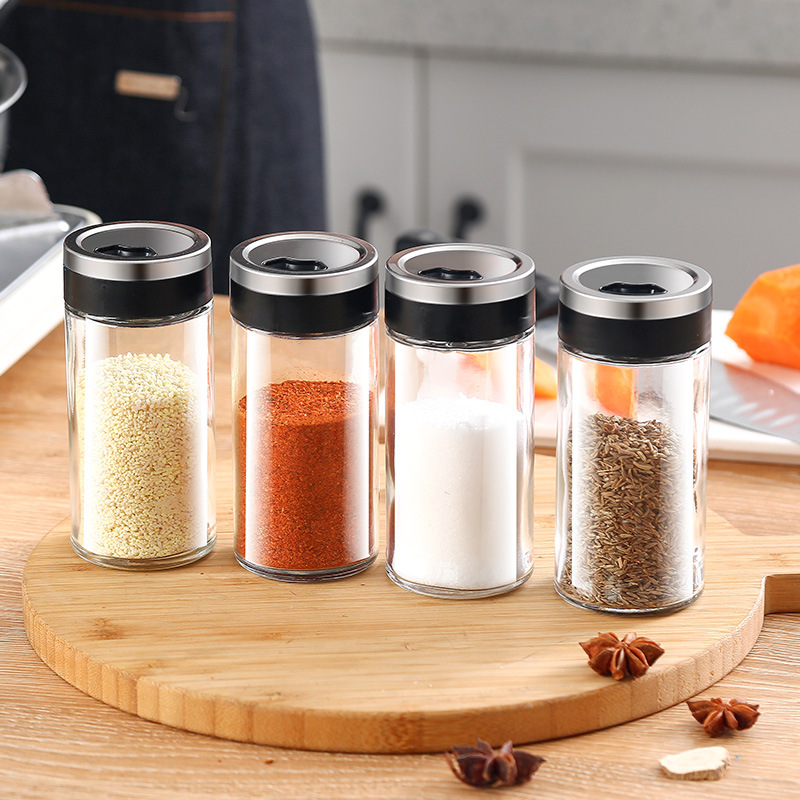 Kitchen Salt Shaker Glass Seasoning Bottle BBQ Seasoning Bottle Cans Seasoning Jar Pepper Bottle Seasoning Box Set Shaker