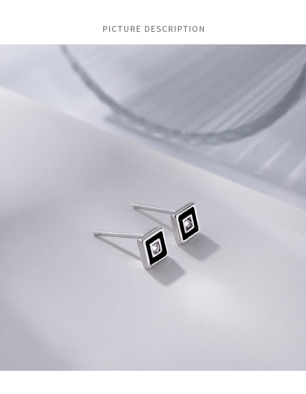 INS Ornament S925 Sterling Silver Niche Personality Square Stud Earrings Drip Glazed Trendy Four-Corner Earrings for Women INS Ornament S925 Sterling Silver Niche Personality Square Stud Earrings Drip Glazed Trendy Four-Corner Earrings for Women