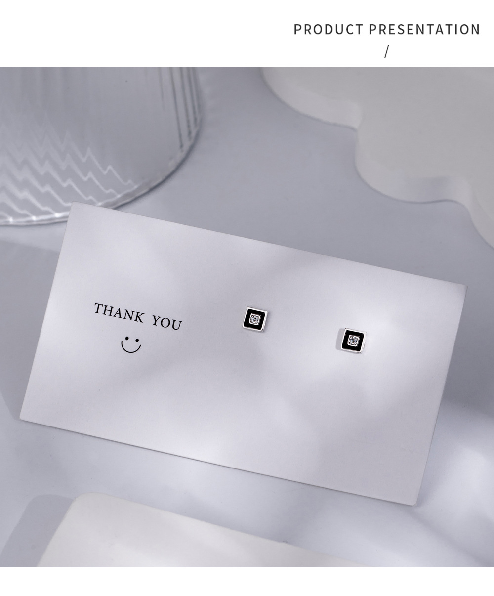 INS Ornament S925 Sterling Silver Niche Personality Square Stud Earrings Drip Glazed Trendy Four-Corner Earrings for Women INS Ornament S925 Sterling Silver Niche Personality Square Stud Earrings Drip Glazed Trendy Four-Corner Earrings for Women