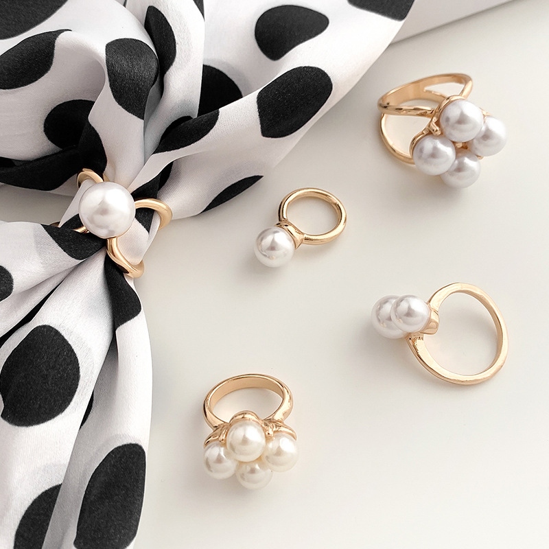 Decorative Scarf Scarf Buckle Women&#039;s Clothes Corner Knot Buckle Waist Hem Ring T-shirt Rhinestone Pearl Brooch