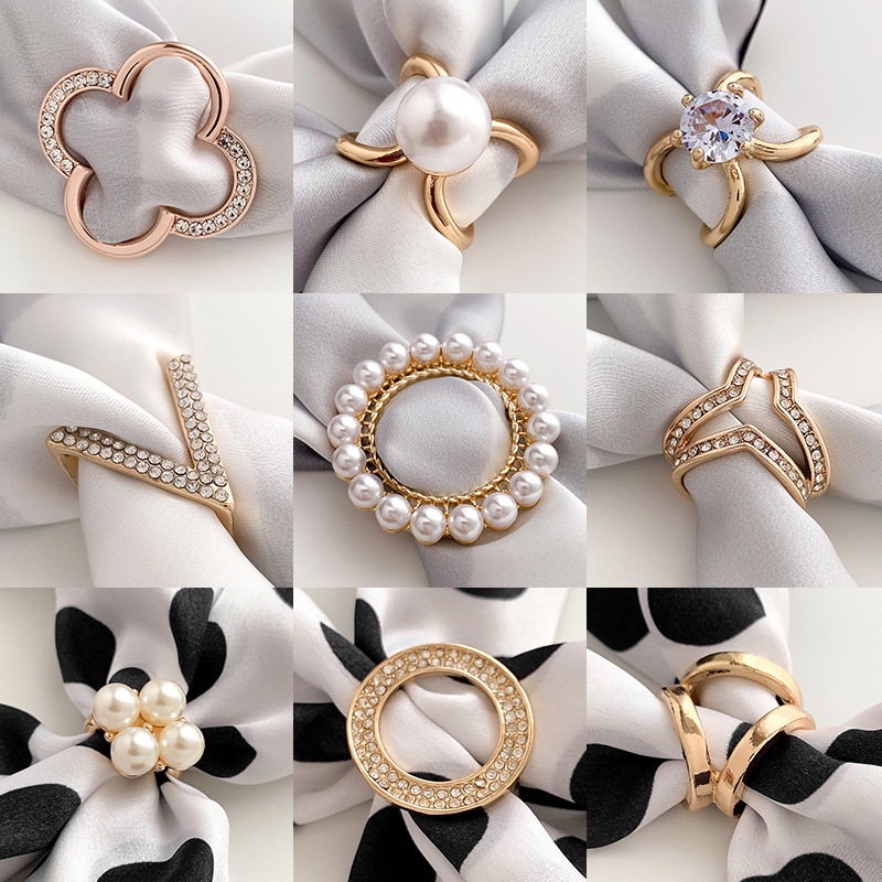 Decorative Scarf Scarf Buckle Women&#039;s Clothes Corner Knot Buckle Waist Hem Ring T-shirt Rhinestone Pearl Brooch
