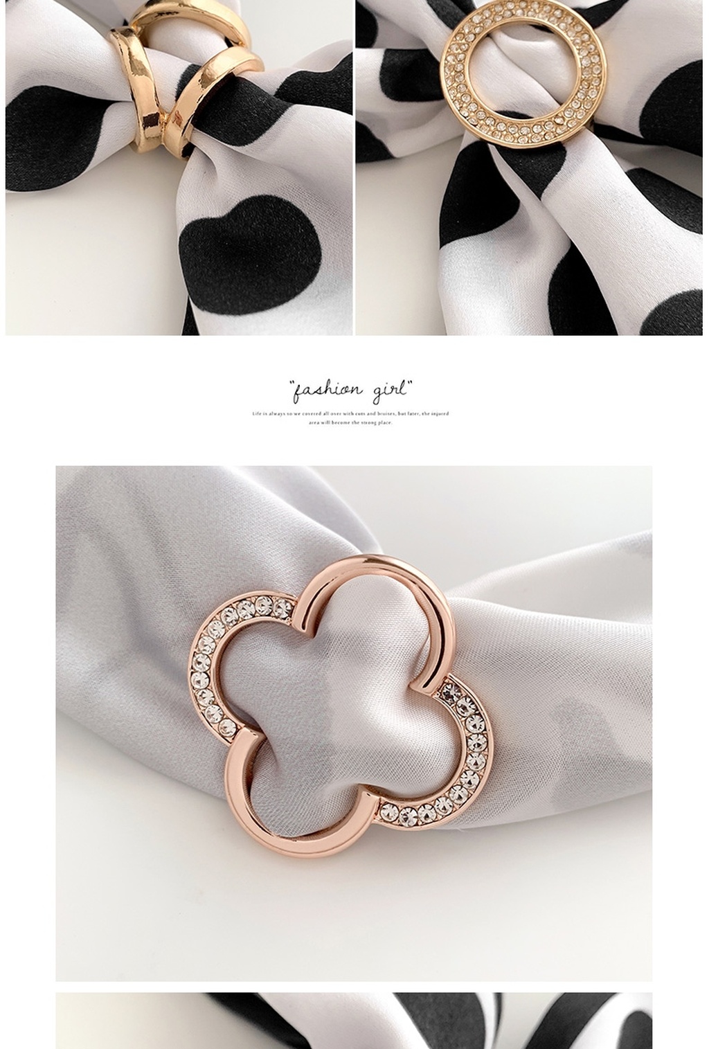 Decorative Scarf Scarf Buckle Women's Clothes Corner Knot Buckle Waist Hem Ring T-shirt Rhinestone Pearl Brooch