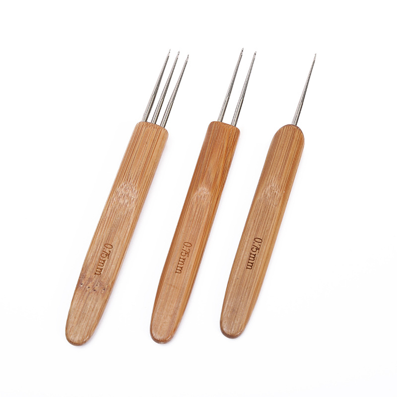 Dreadlocks Crochet Crochet Hook for Hair Wool Crochet Hair Extension Tools Bamboo Handle Full Set Crochet Hook Set Factory Wholesale