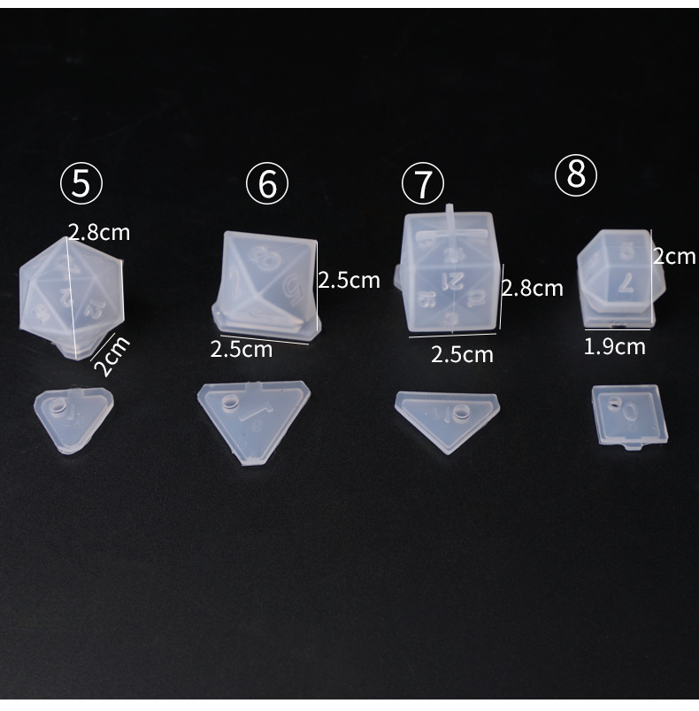 Yu Meiren DIY Crystal Glue Mold Dice Dice round Corner Multi-Specification Digital Game Mirror Silicone Mold