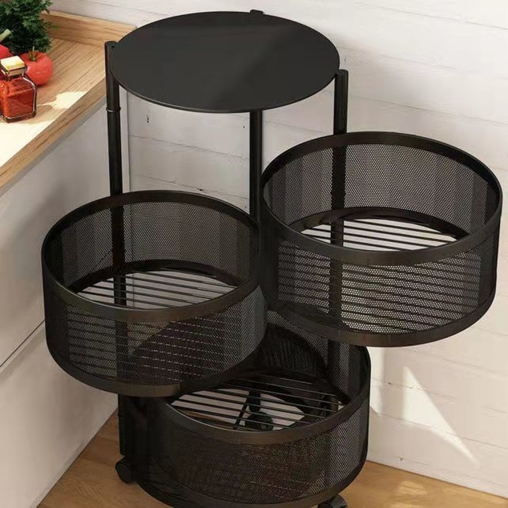 Kitchen Rotating Vegetable Storage Rack Floor Multi-Layer Corner Storage Rack Vegetable Basket Storage Rack Sundries Fruit Rack Supplies