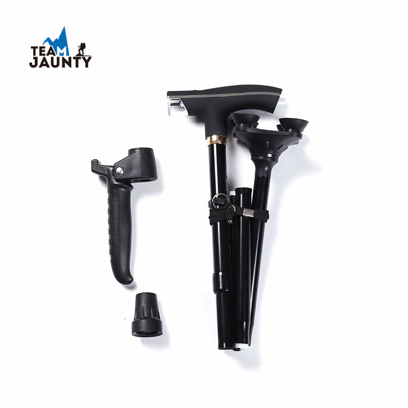 Cross-Border Hot Sale Outdoor Folding Walking Stick Telescopic Four-Corner Base Walking Stick with Light Armrest Set for the Elderly Cross-Border Hot Sale Outdoor Folding Walking Stick Telescopic Four-Corner Base Walking Stick with Light Armrest Set for the Elderly