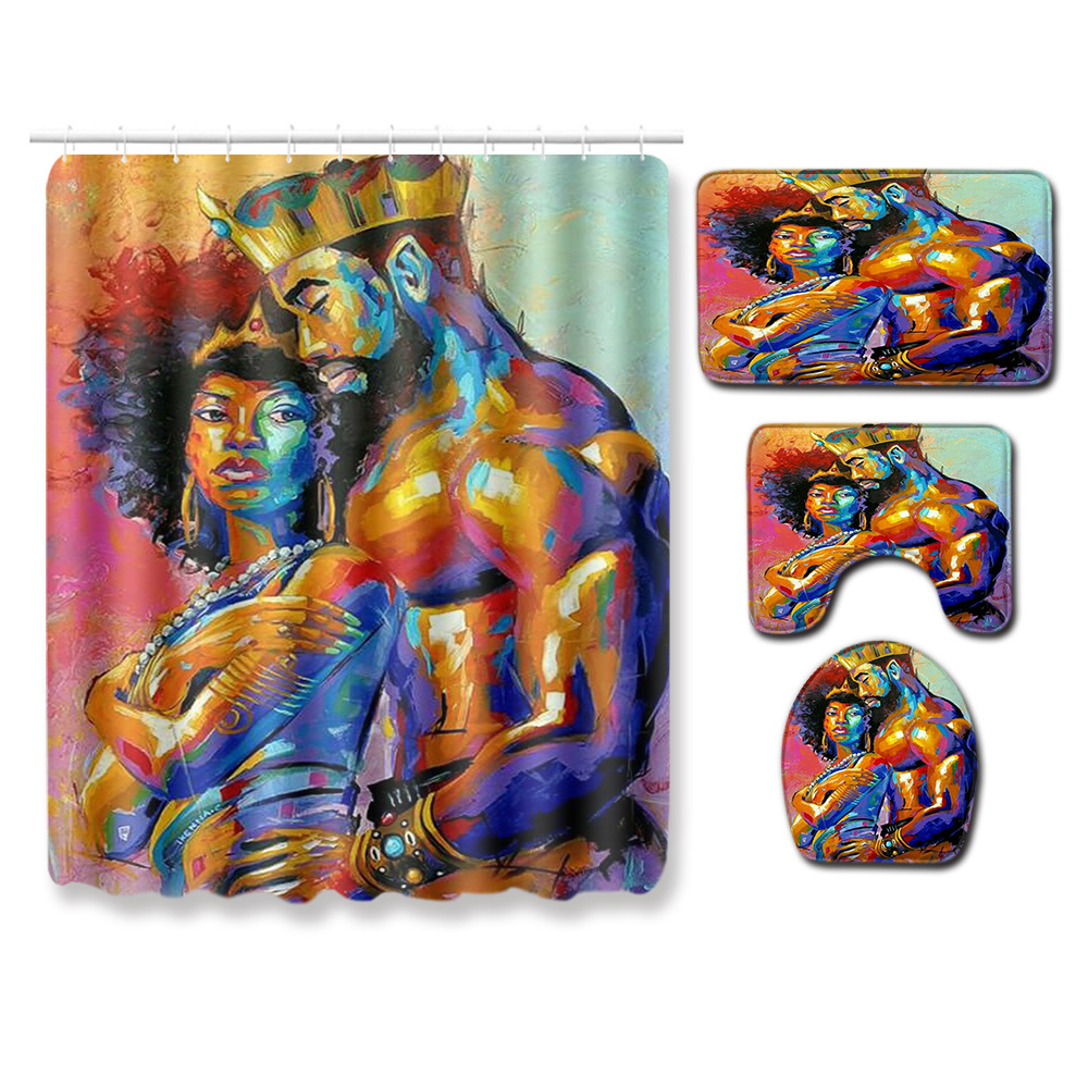 Cross-Border Hot Selling African Women's Four-Piece Bathroom Combination Set Household Doormat Absorbent Non-Slip Floor Mat Carpet