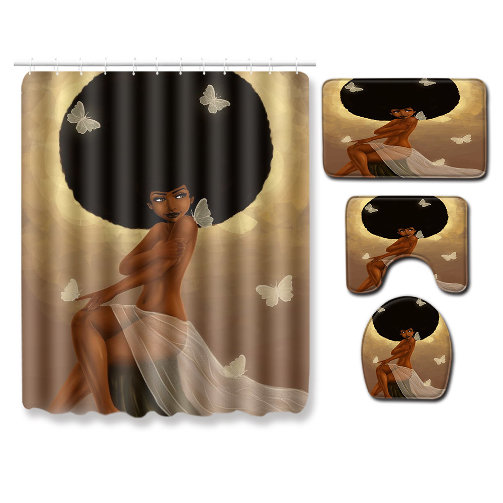 Cross-Border Hot Selling African Women's Four-Piece Bathroom Combination Set Household Doormat Absorbent Non-Slip Floor Mat Carpet