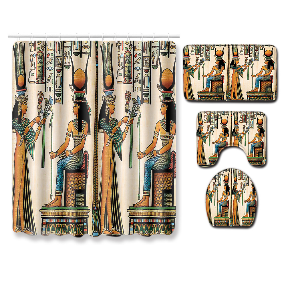 Cross-Border Hot Selling African Women's Four-Piece Bathroom Combination Set Household Doormat Absorbent Non-Slip Floor Mat Carpet