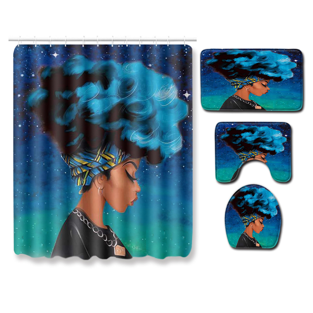 Cross-Border Hot Selling African Women's Four-Piece Bathroom Combination Set Household Doormat Absorbent Non-Slip Floor Mat Carpet