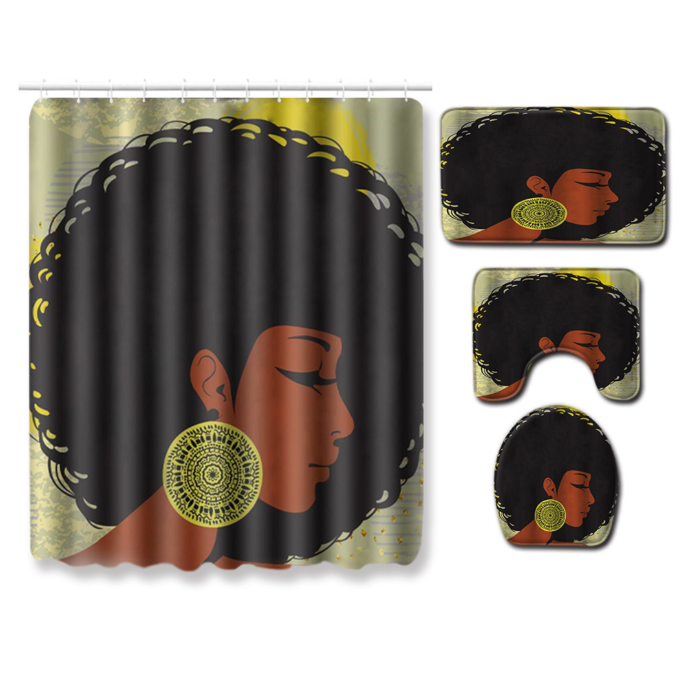 Cross-Border Hot Selling African Women's Four-Piece Bathroom Combination Set Household Doormat Absorbent Non-Slip Floor Mat Carpet