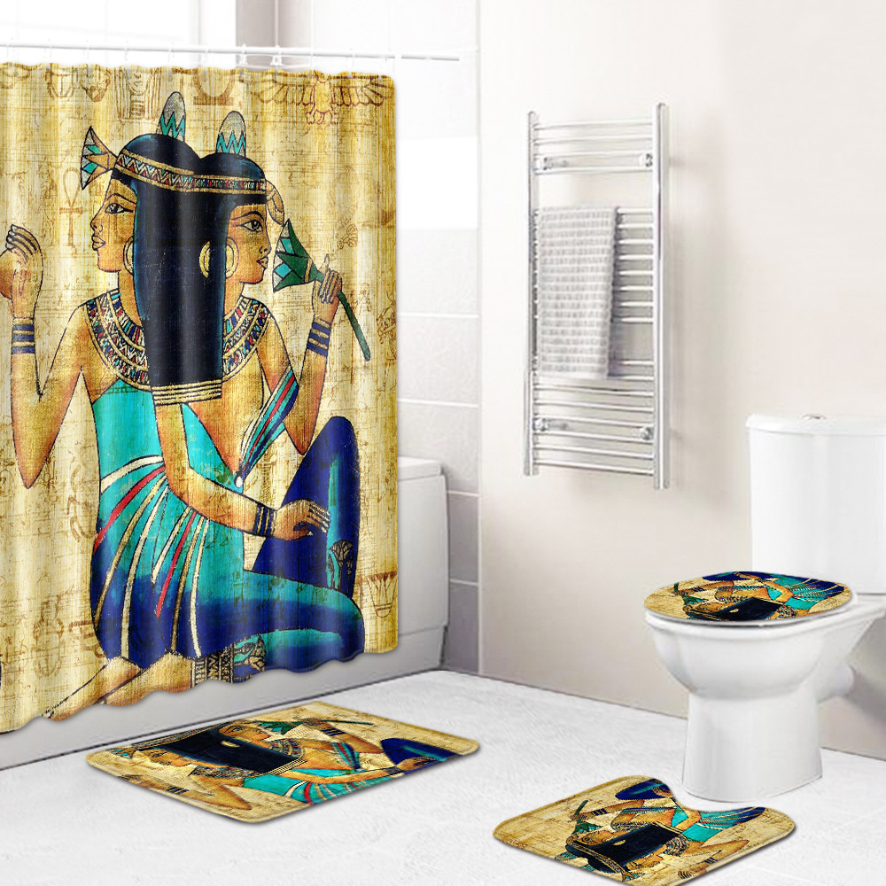 Cross-Border Hot Selling African Women's Four-Piece Bathroom Combination Set Household Doormat Absorbent Non-Slip Floor Mat Carpet