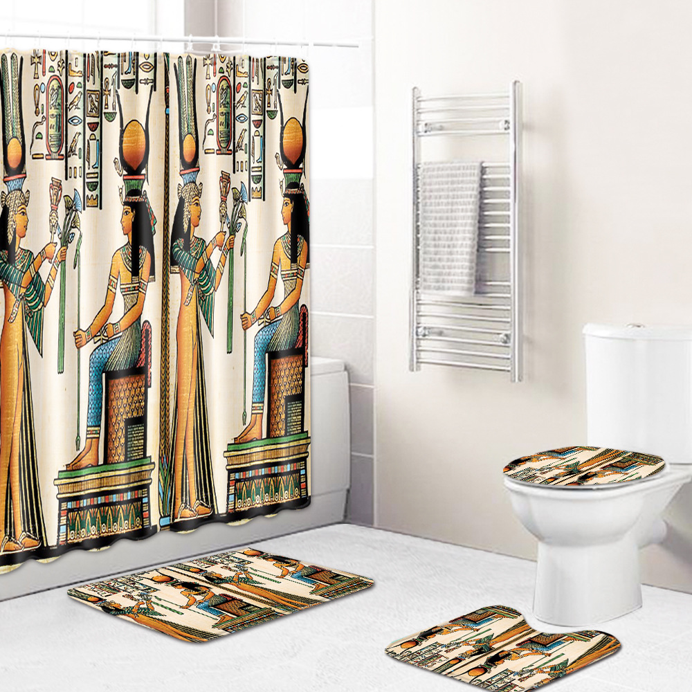 Cross-Border Hot Selling African Women's Four-Piece Bathroom Combination Set Household Doormat Absorbent Non-Slip Floor Mat Carpet