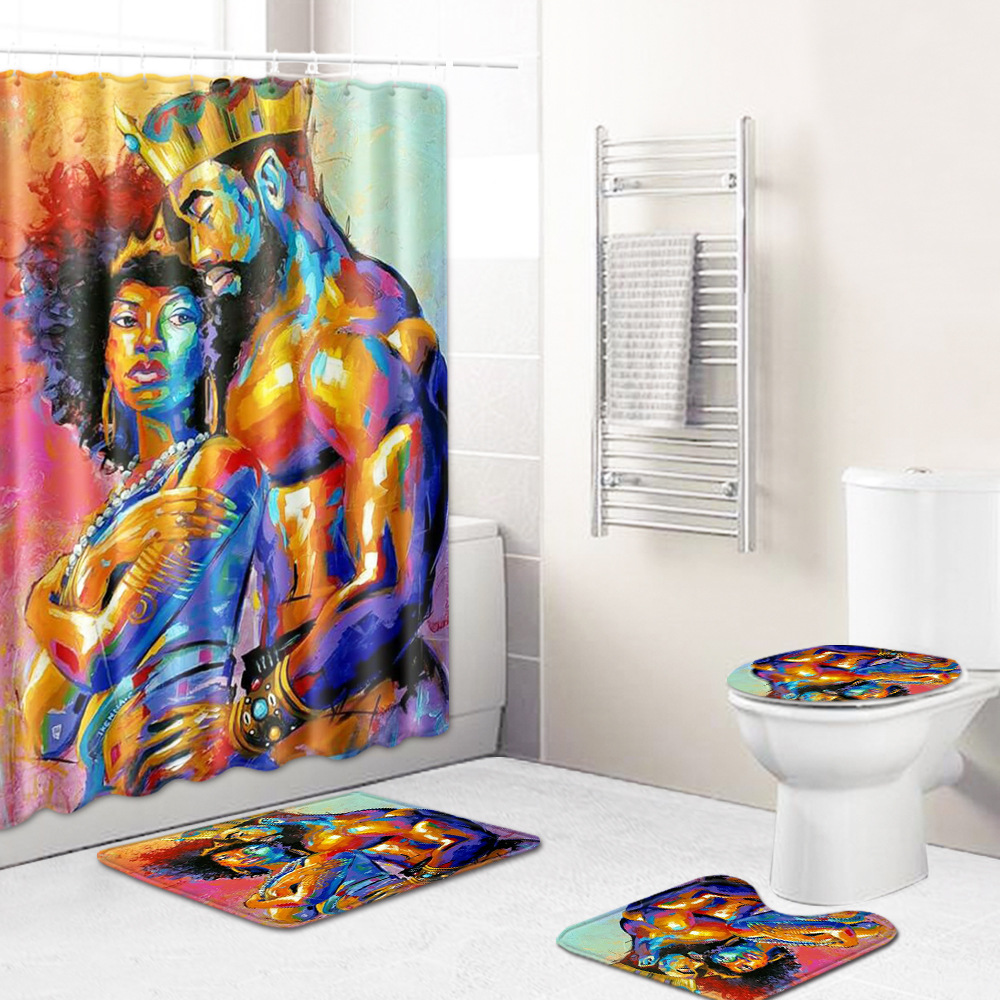 Cross-Border Hot Selling African Women's Four-Piece Bathroom Combination Set Household Doormat Absorbent Non-Slip Floor Mat Carpet