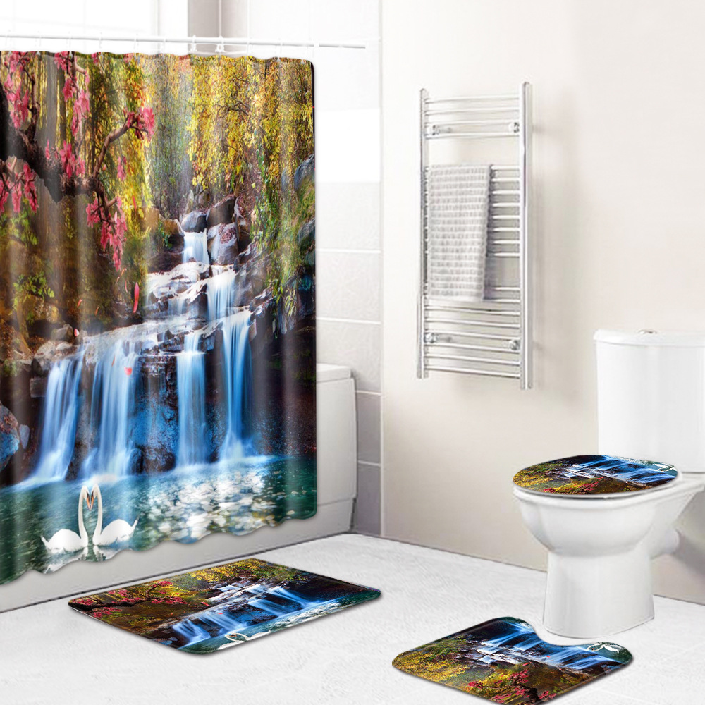 Cross-Border Hot Selling African Women's Four-Piece Bathroom Combination Set Household Doormat Absorbent Non-Slip Floor Mat Carpet