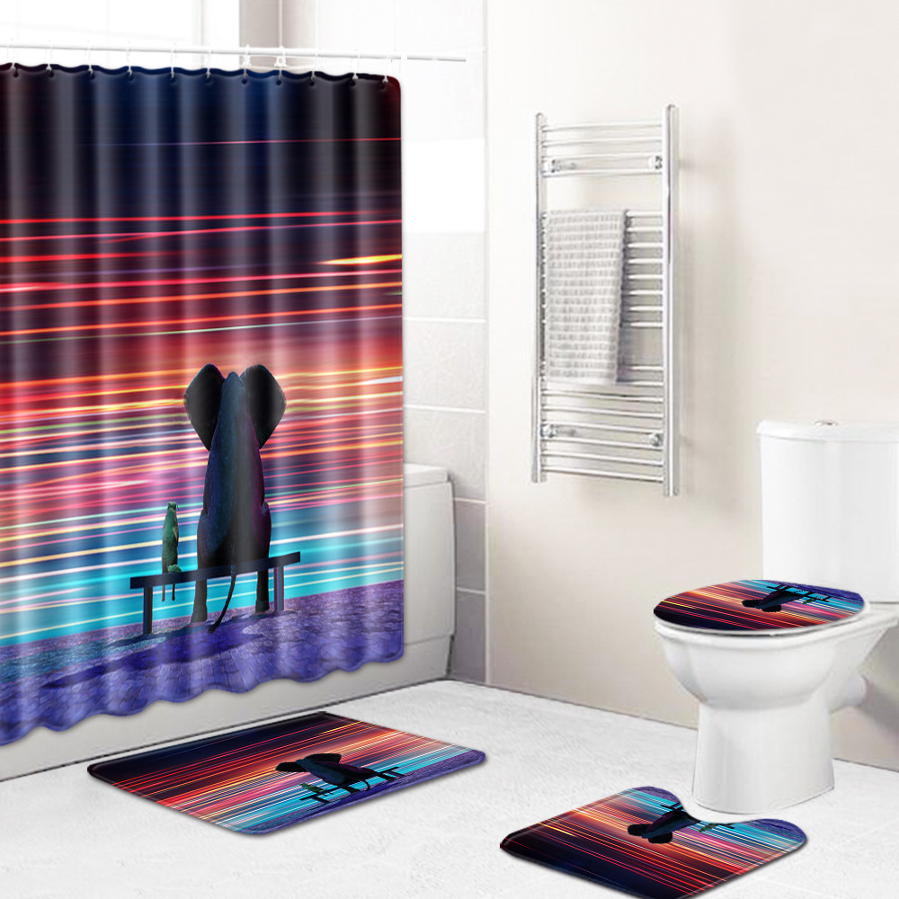 Cross-Border Hot Selling African Women's Four-Piece Bathroom Combination Set Household Doormat Absorbent Non-Slip Floor Mat Carpet