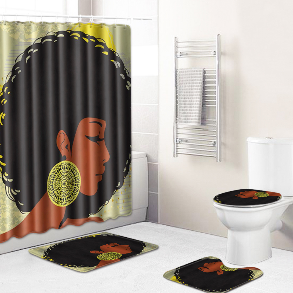 Cross-Border Hot Selling African Women's Four-Piece Bathroom Combination Set Household Doormat Absorbent Non-Slip Floor Mat Carpet