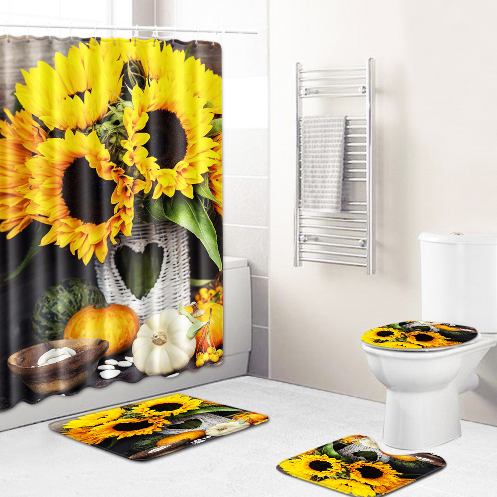 Cross-Border Hot Selling African Women's Four-Piece Bathroom Combination Set Household Doormat Absorbent Non-Slip Floor Mat Carpet