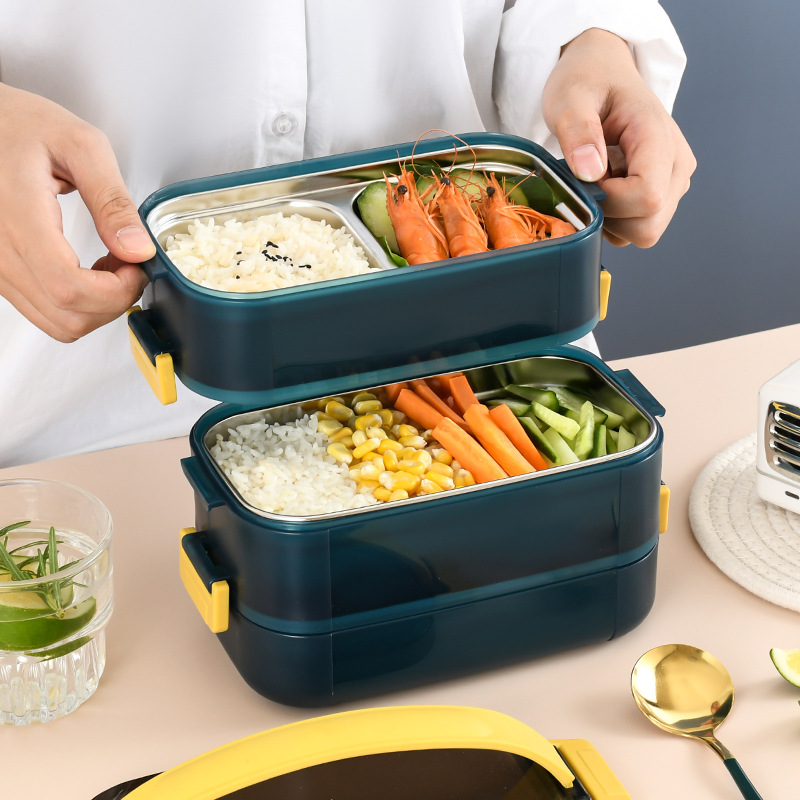 Chuanghong New Insulated Lunch Box Layered Compartment Fresh-Keeping Dumplings Box 304 Stainless Steel Bento Box Microwave Oven Heating