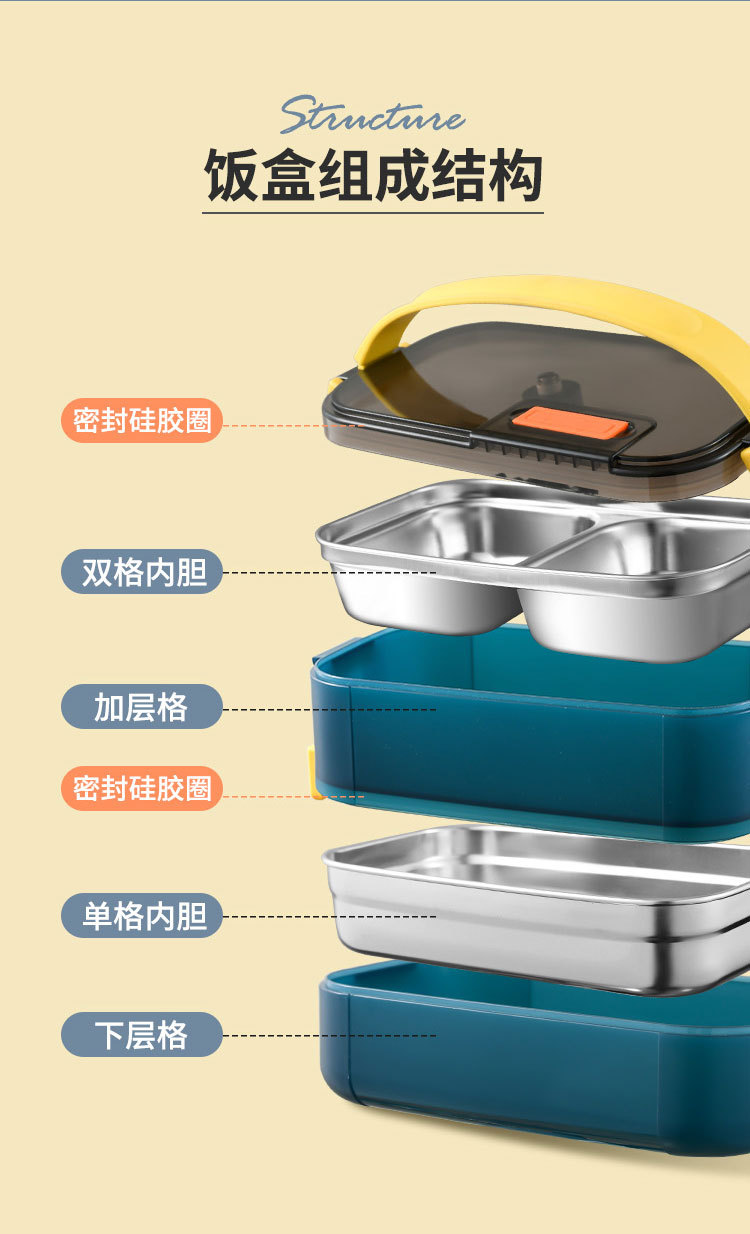 Chuanghong New Insulated Lunch Box Layered Compartment Fresh-Keeping Dumplings Box 304 Stainless Steel Bento Box Microwave Oven Heating Chuanghong New Insulated Lunch Box Layered Compartment Fresh-Keeping Dumplings Box 304 Stainless Steel Bento Box Microwave Oven Heating