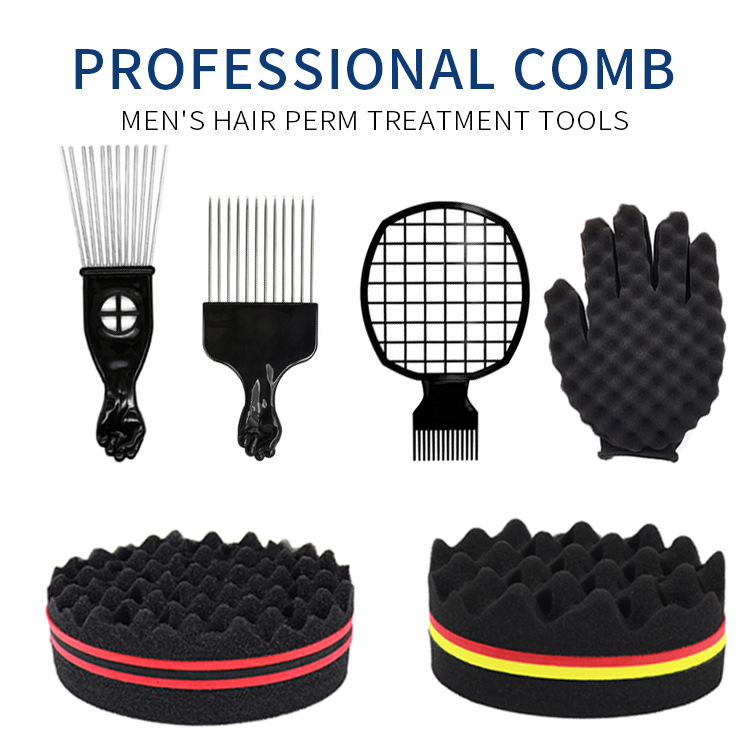 AliExpress Black Perm Comb Set African Dreadlocks Care Tool Sponge Styling Comb Steel Needle Hair Comb